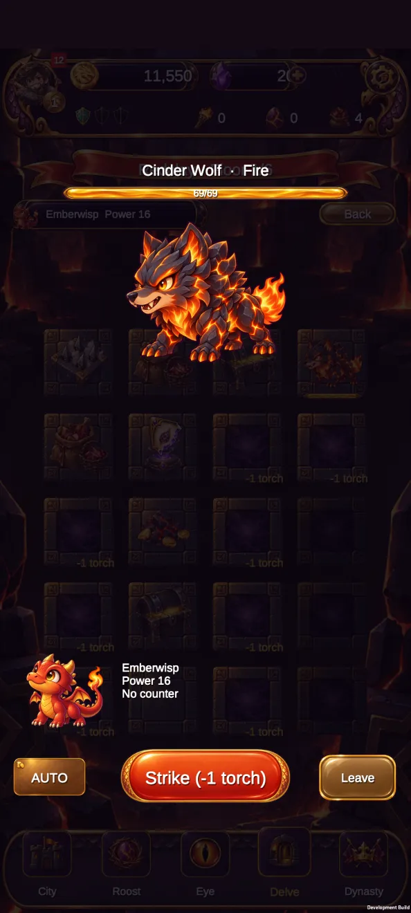 Dragon battle in a layered dungeon