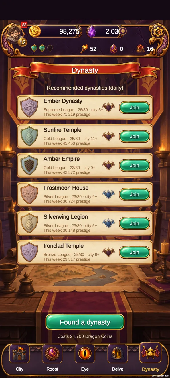 Multiplayer dynasty selection