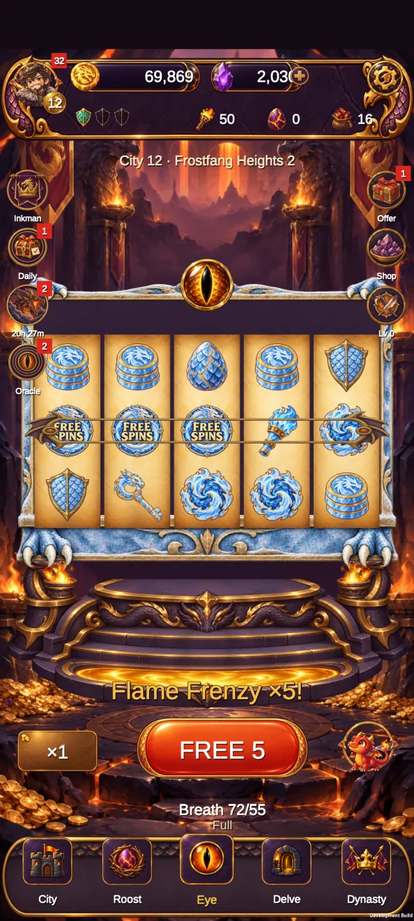 Free Spins feature on the fantasy slot reels