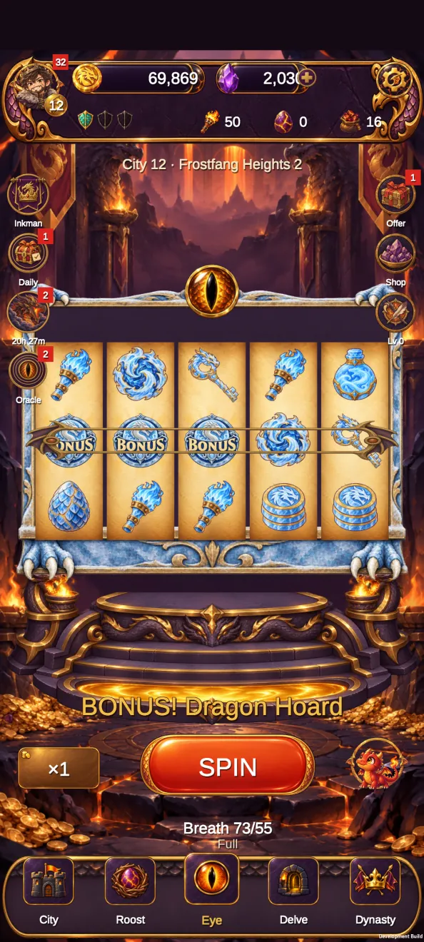 Dragon Hoard bonus on the fantasy slot reels