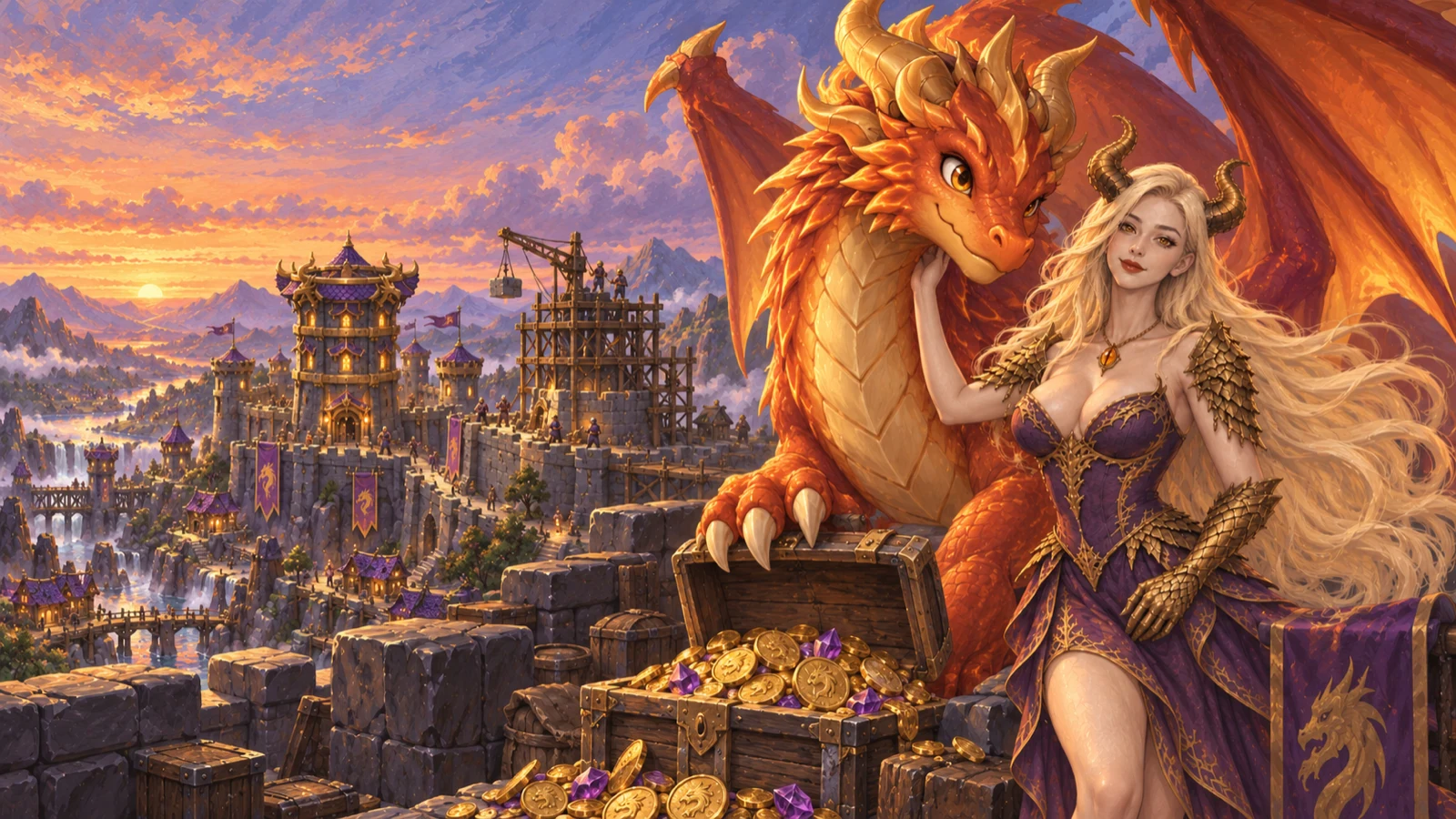 Auressa and her dragon defending the growing empire