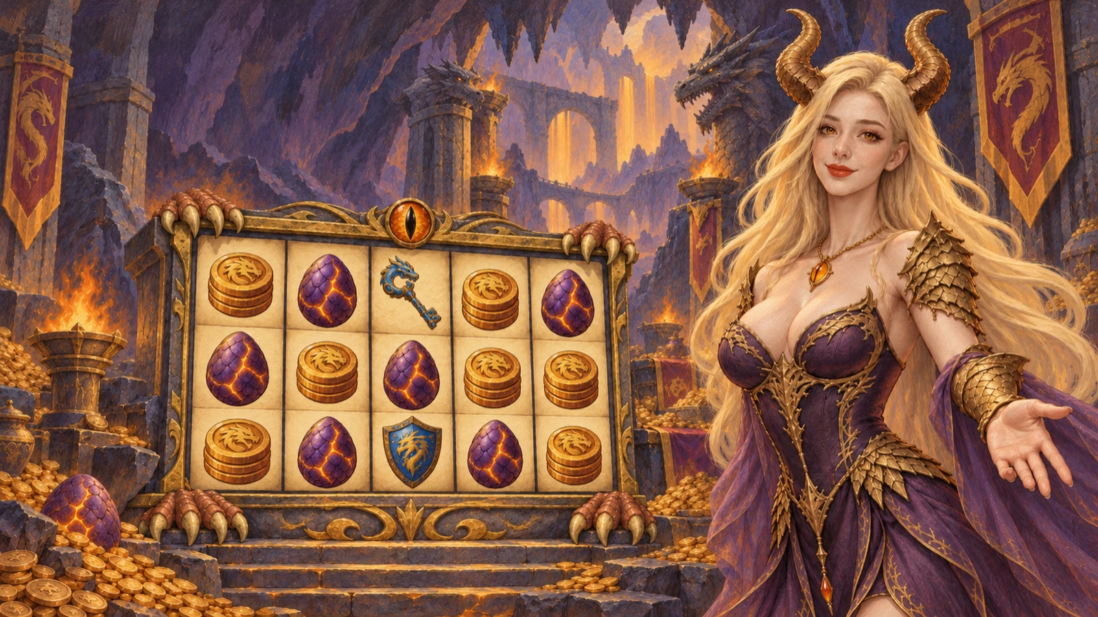 Auressa presenting the Dragon Coin fantasy slot